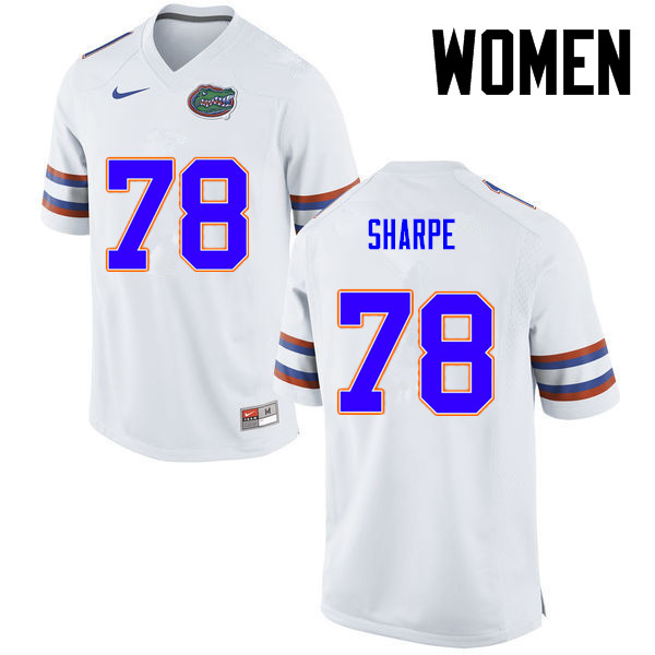 Women Florida Gators #78 David Sharpe College Football Jerseys-White